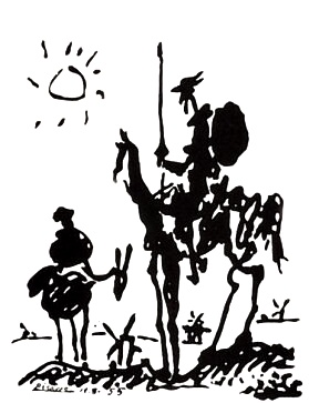 Don Quichotte und Sancho Pansa - Zeichnung von Picasso